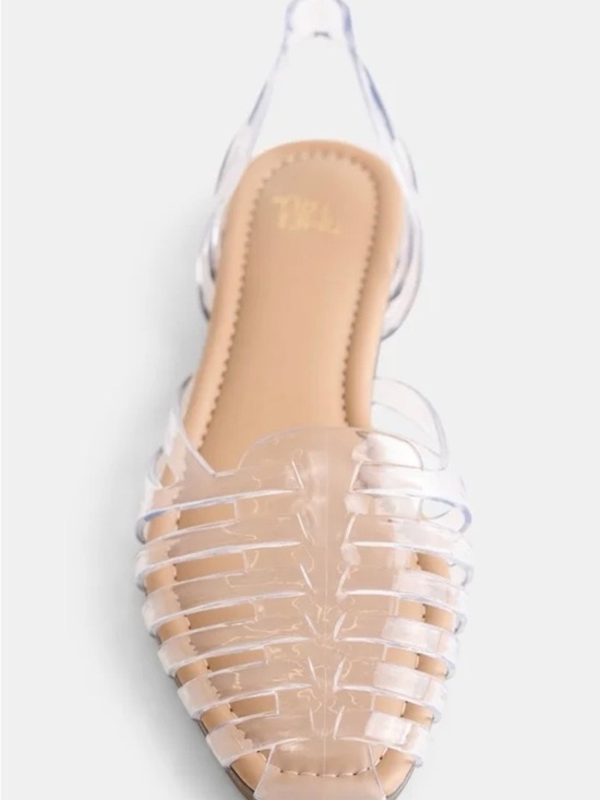 Time and Tru Shoes - Time and Tru Clear Strappy Sandals with Tan Footbed - Women NEW